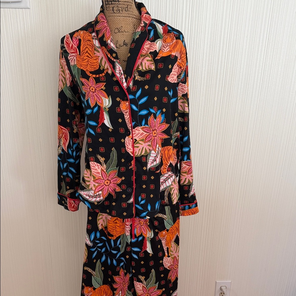 Room Service Black Floral & Tiger Print Two-Piece Set